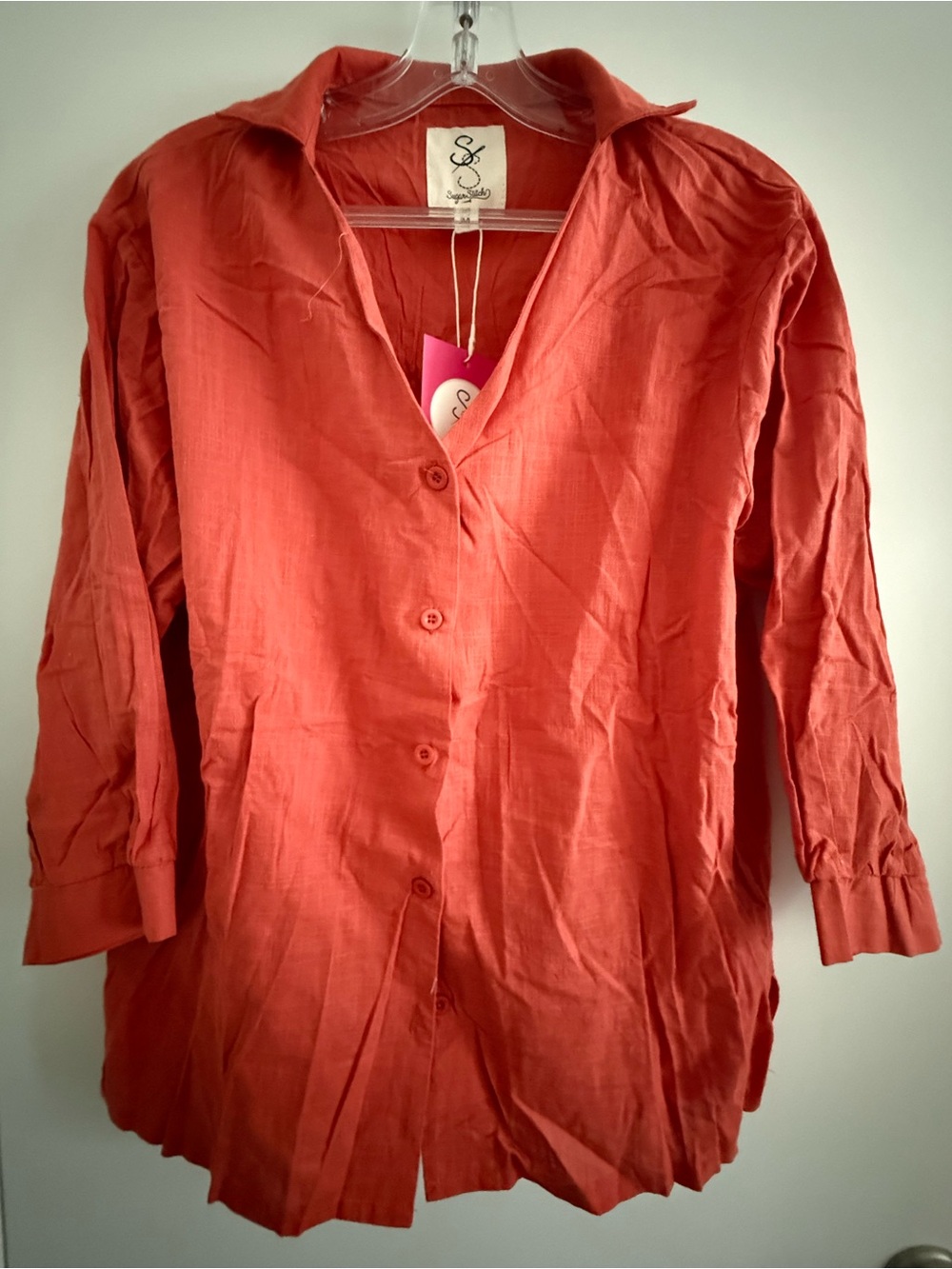 Sugar Stitch Olsen Relaxed Button-Front Shirt in Rust